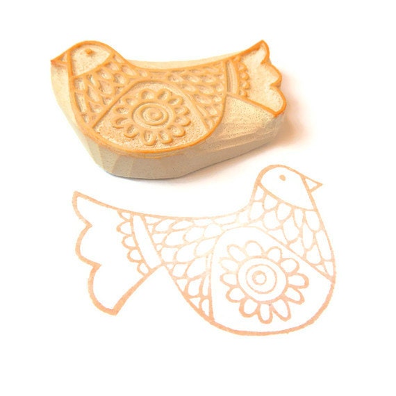 Scandinavian Bird DIY Gift Wrap Stamp - Rubber Stamp - Cling Rubber Stamp