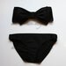 Black Lycra Swim Fabric Bow Bandeau with Padding and Bikini Bottoms