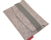 iPad Mini Sleeve/Case Wool Felt with Elastic Trim Side Load in Granite