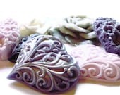 HEART SOAP, Hearts & Roses in Abundance in Pearl White Grey Hearts in Light Rose, Plum, and Light  Lavender, Scented in Lavender