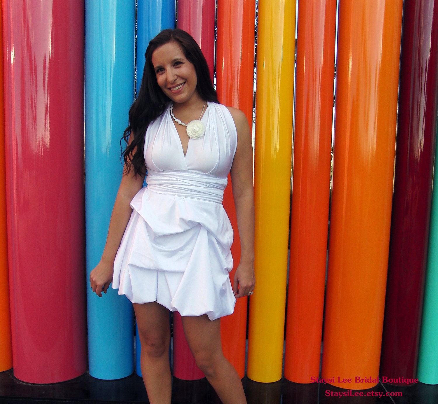 White or Ivory Pick Up Skirt Convertible Wedding Dress...67 Colors...Beach, Honeymoon, Reception, Engagment, Rehearsal. Bachelorette