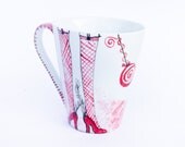 Mug Red Lantern - Coffee Mug - painted Cup