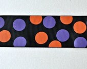 Purple and Orange Halloween dots printed on black 1 1/2" grosgrain ribbon combo set Il_170x135