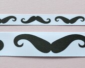 Black Mustaches on 3/8" and 7/8" grosgrain ribbon combo set- Movember Il_170x135