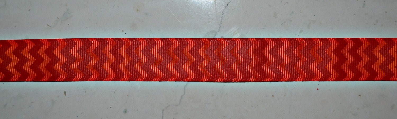 OrAnGe & ReD chevron striped 7/8" grosgrain ribbon Il_570xn