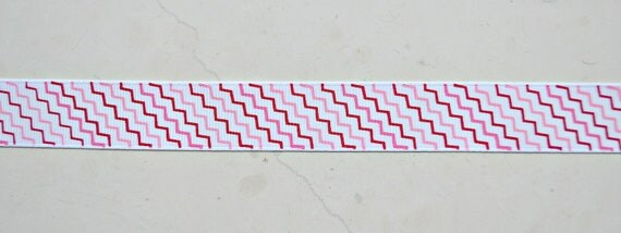 Red & pink zig zag striped 7/8" grosgrain ribbon Valentines day Il_570xn