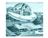 Mid century modern, flying saucer, retro, 1950s, atomic, mad men, eames era, 8X8 print
