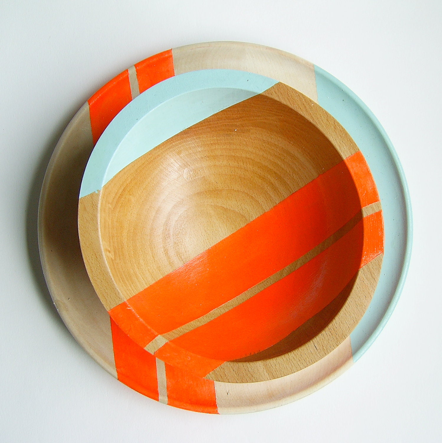 Modern Neon Hardwood 7" Salad Bowl, Electric Orange
