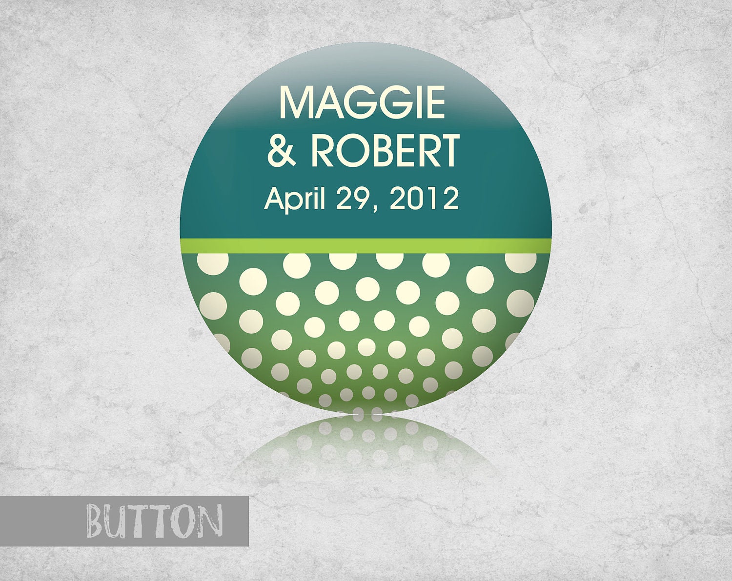 20 Polka Dot Buttons, Custom Wedding Buttons or Personalized Button Wedding Favors - 2.25" Inches - Style PIL-011