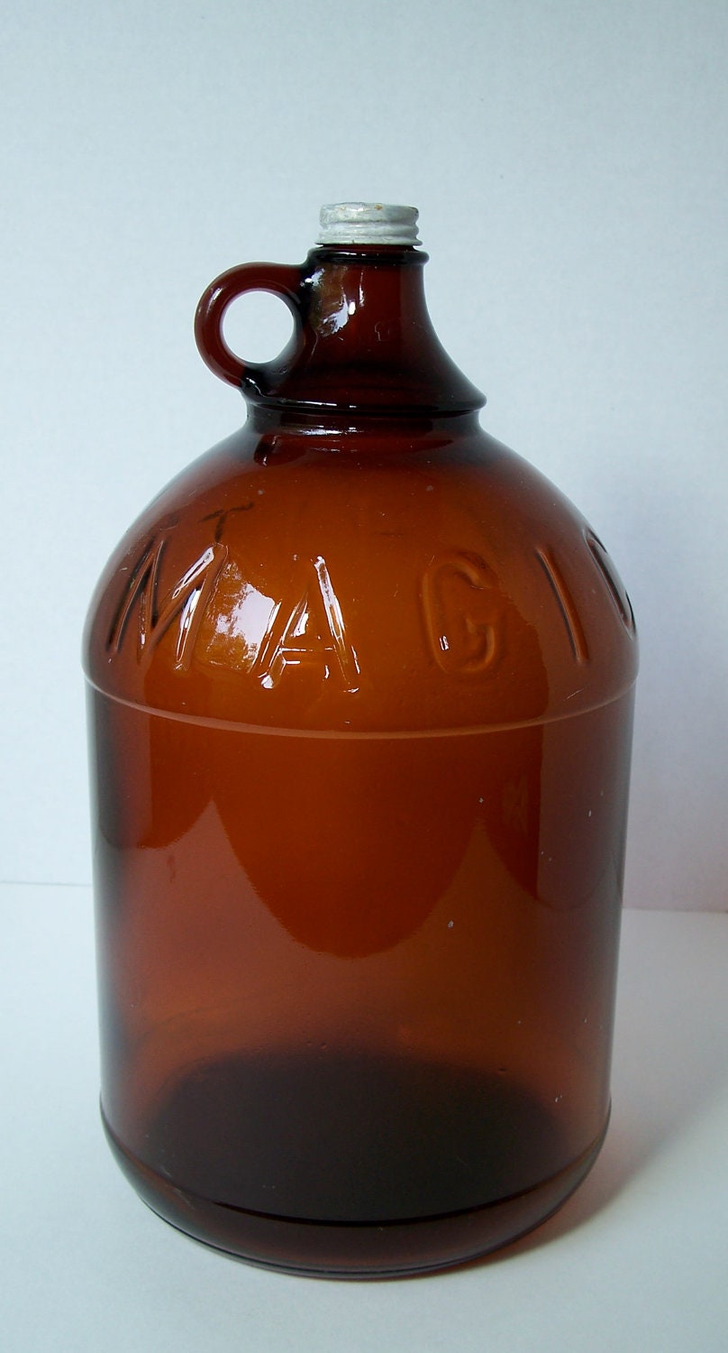 Vintage White Magic Brown Glass Gallon Jug With By Misckdesigns