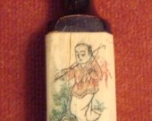 15% OFF Post 1940 Original Authentic Engraved Oxbone Snuff Bottle with Boy in Rural Scene