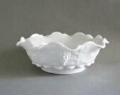 Vintage Milk Glass Serving Bowl - Paneled Grape - Westmoreland
