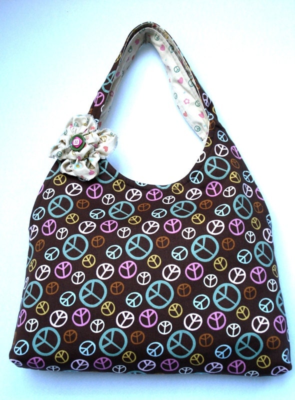 Hobo Sling Bag Peace Symbols