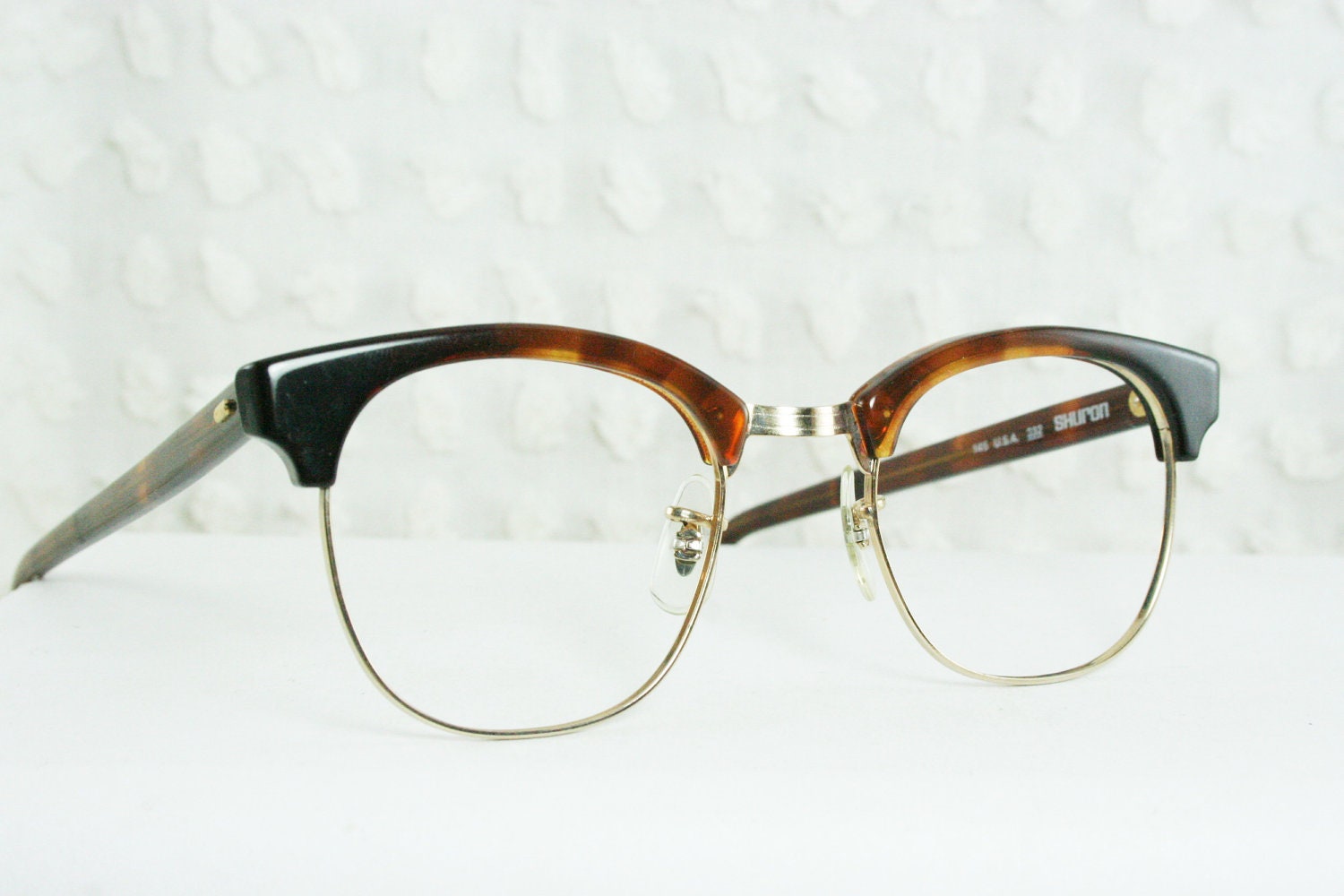 60s Mens Glasses 1960's Browline Eyeglasses Ronsir by DIAeyewear