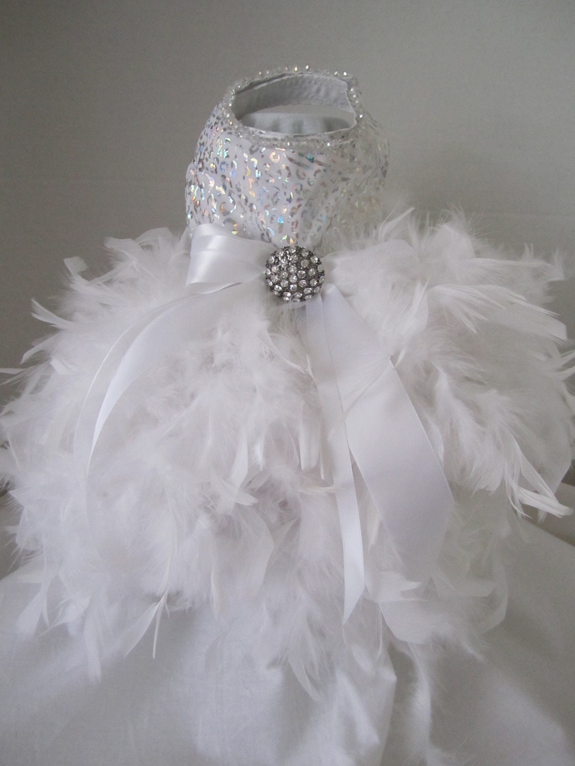 White Snow Flake  Princess Dog Dress  with Swarovski Crystals  By Nina's Couture Closet "Exclusive  Line Bella "