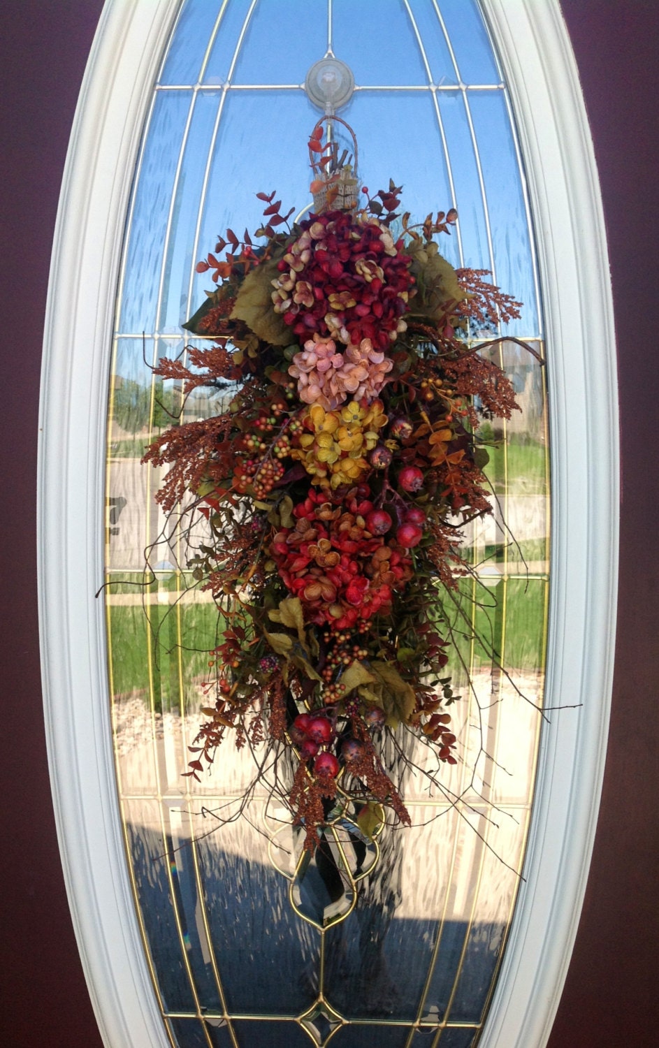 Summer Wreath Fall Wreath Thanksgiving Teardrop Vertical Door Swag Decor.."Autumn Enchantment II"