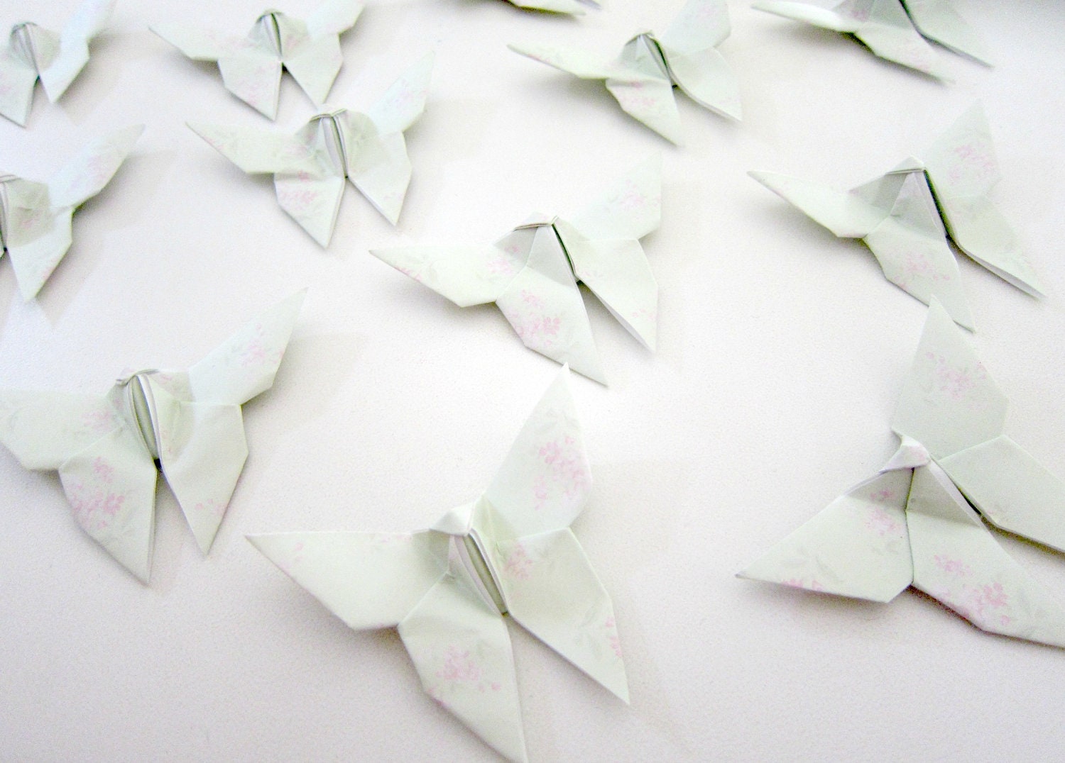 100 Baby Sage Origami Butterflies. Light Green