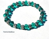 Sparkling Deep Teal Crystals and Silver Bracelet, Renaissance Beauty