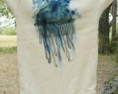 Handpainted and Jelly fish Baby Onesie Bodysuit Shirt Organic American Apparel 3-6 mo