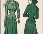 40s vintage suit pattern with nipped waist and pelpum Advance 4962 bust 30