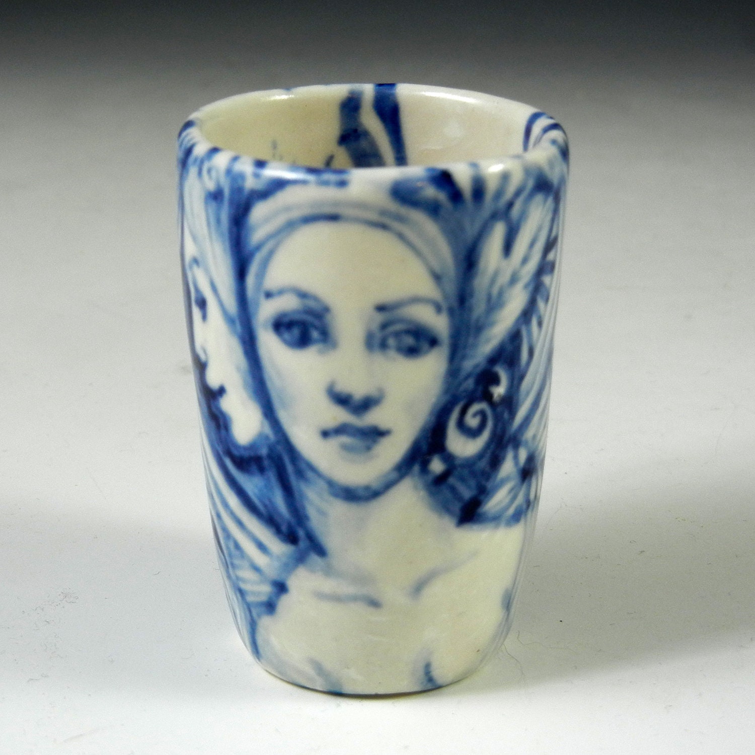 Reserved for jennibram Little blue and white shot glass, cup