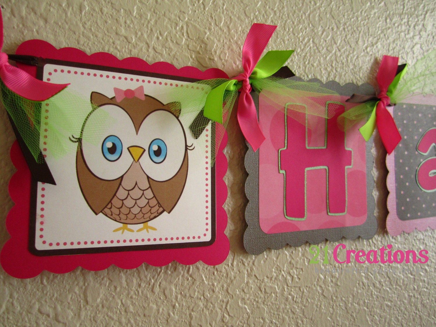 Owl Look Whoo's One Birthday Banner Il_570xn