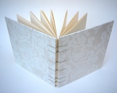 White Lace Wedding Guest Book  - Coptic Stitch Binding, Hand Bound Book, Floral, Made to Order