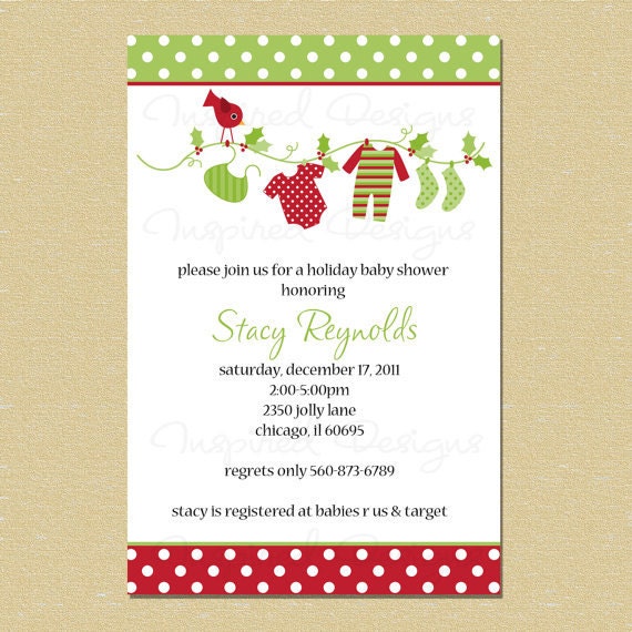 Christmas Holiday Baby Shower Invitation (Neutral - Boy or Girl) Il_570xn