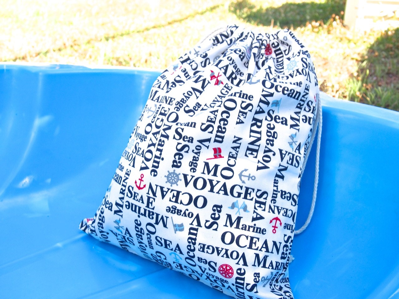 Swimming / Pool / Beach Drawstring Wet Bag  - Nautical Writings
