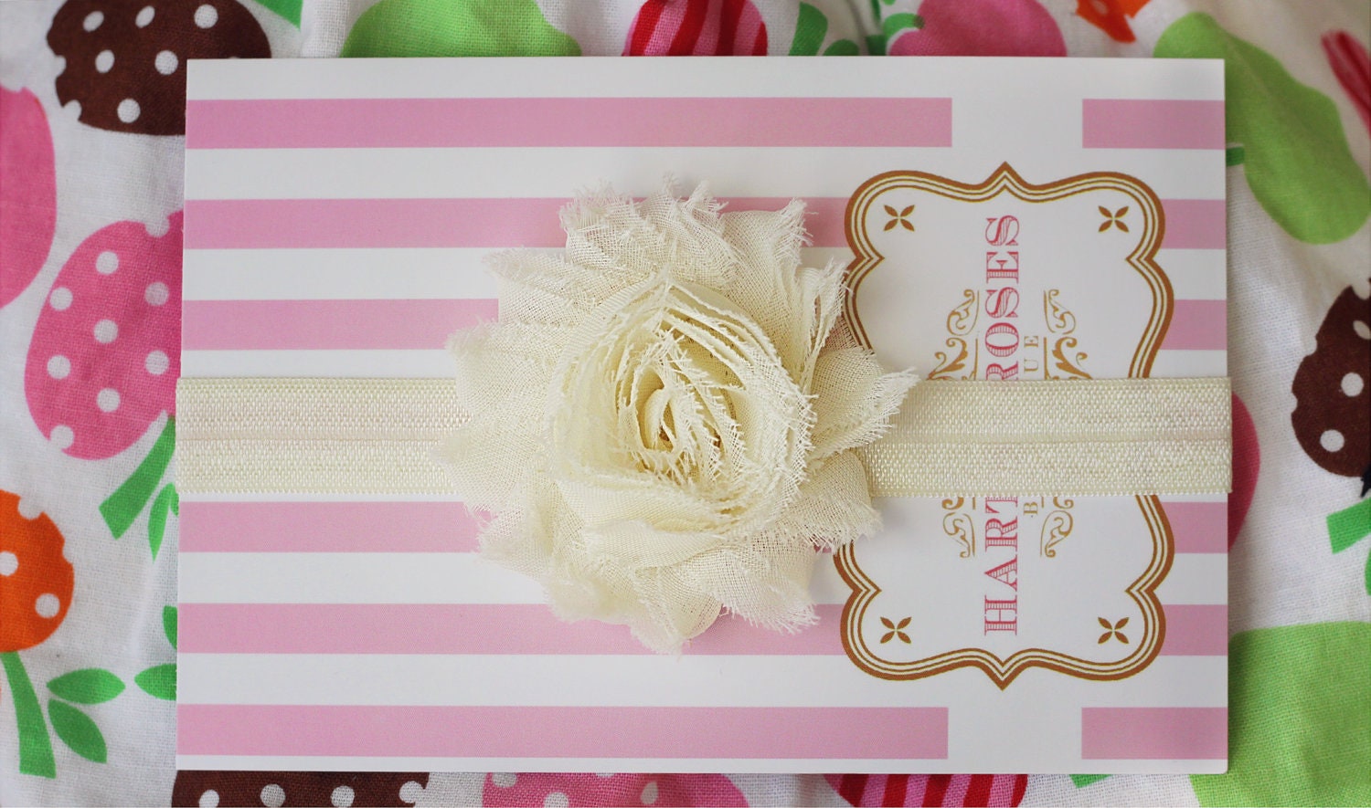 Ivory Baby Headband.Shabby Chic Headband.Baby Girl Headband.Christening Headband.Newborn Headband.Baptism Headband.-Ready to ship