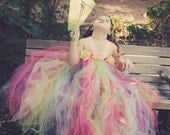 Storybook Candyland inspired Tulle Tutu Gown adorned with Roses ages 2 - 5T up to a 23" chest for parties, pageants, portraits