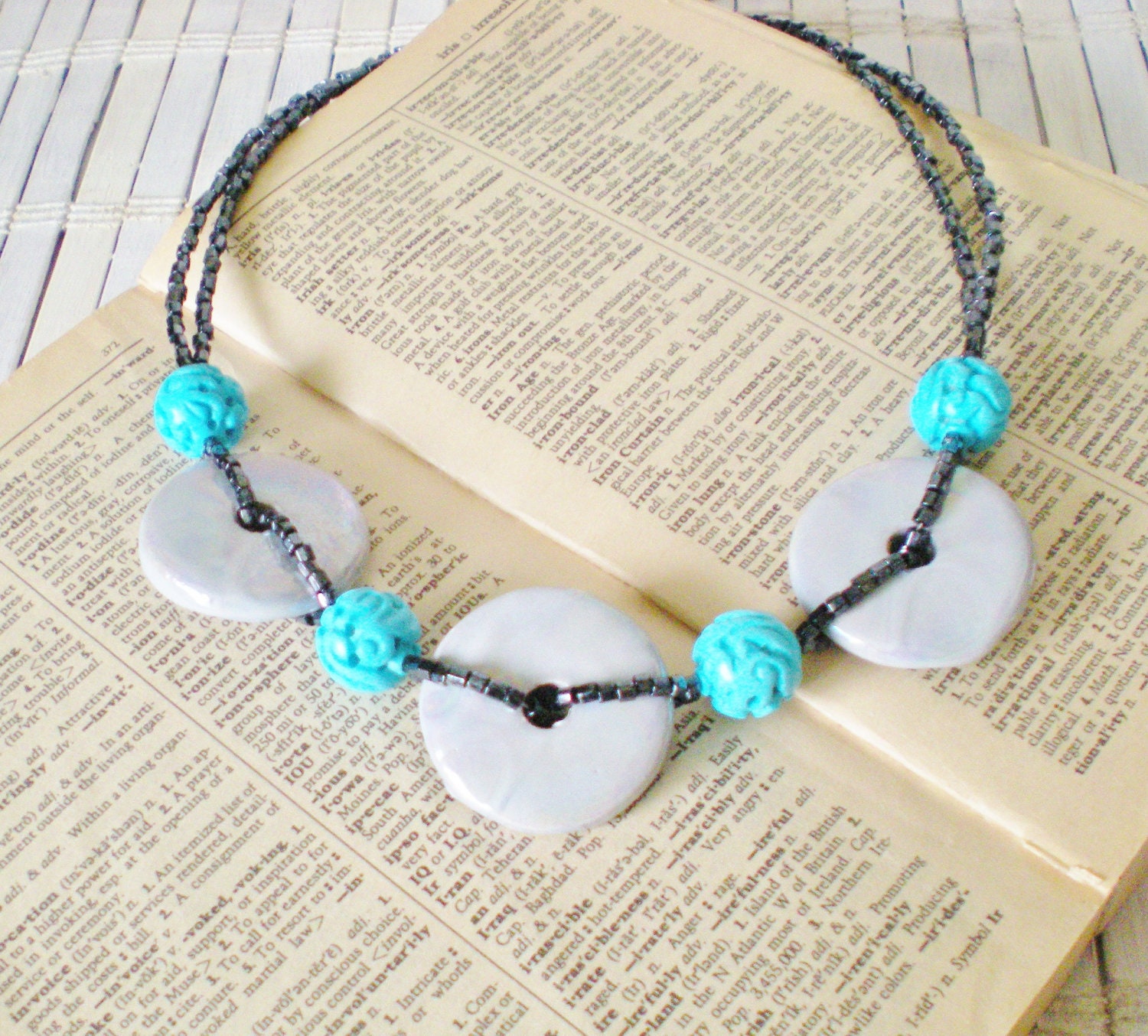 Turquoise Blue Beaded Statement Necklace - Modern Fashion