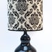 Black ceramic lamp with damask shade,