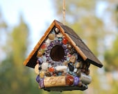 Outdoor Mosaic Birdhouse ready to hang