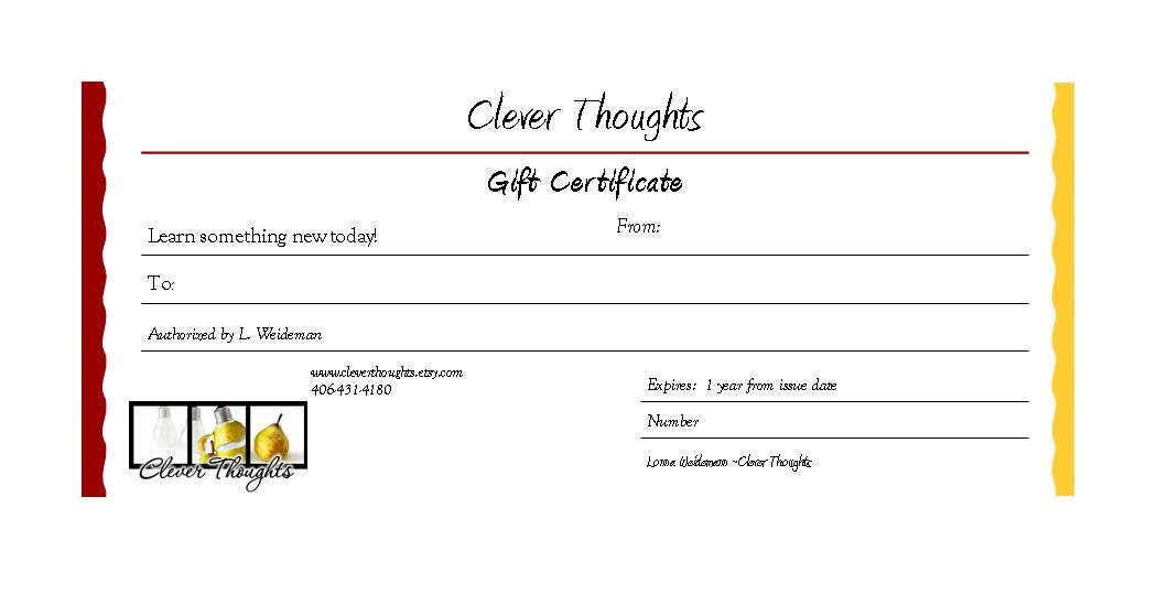 5.00 Gift Certificate Give the Gift of Learning Something Clever