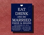 Wedding Cocktail Hour Appetizer and Beverages Sign
