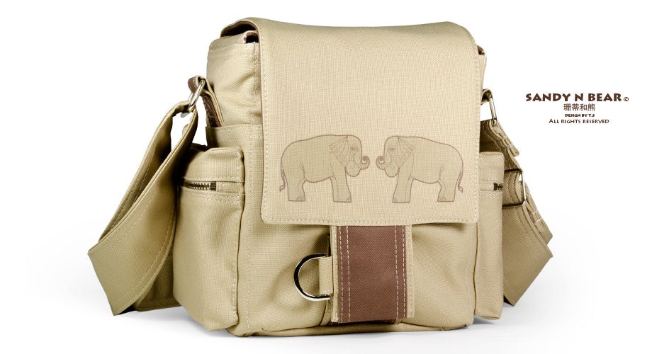 Design Messenger Camera Bag - Elephant ( Unisex / Handmade / Canvas / Cotton )
