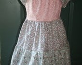 Pink and Grey Peasant Dress-Size 6