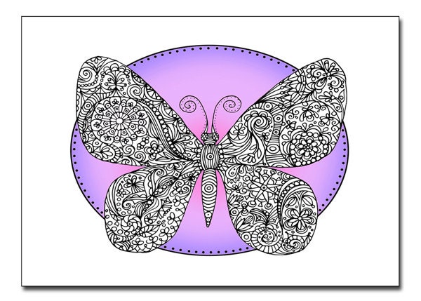 Butterfly 5x7 Card and Bookmark Doodle Set
