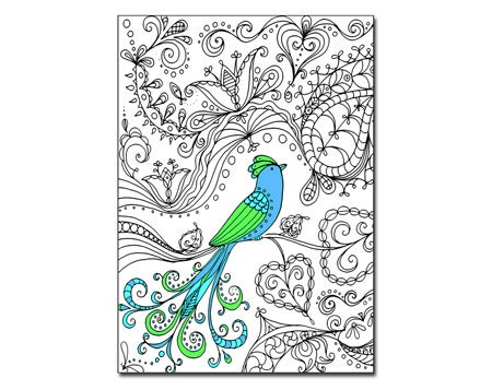 Bird 5x7 Card and Bookmark Doodle Set