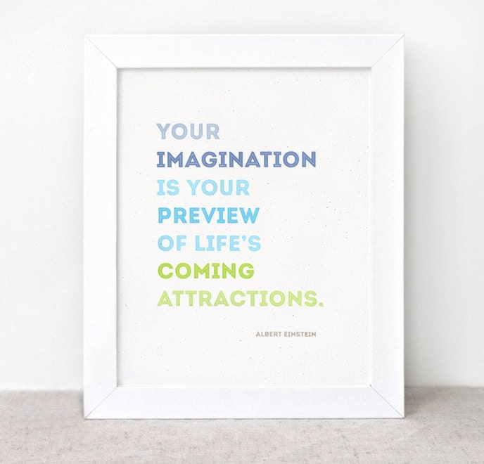 Typographic Art Print - 8 x 10 - Imagination, Einstein - Eco-friendly Wall Art