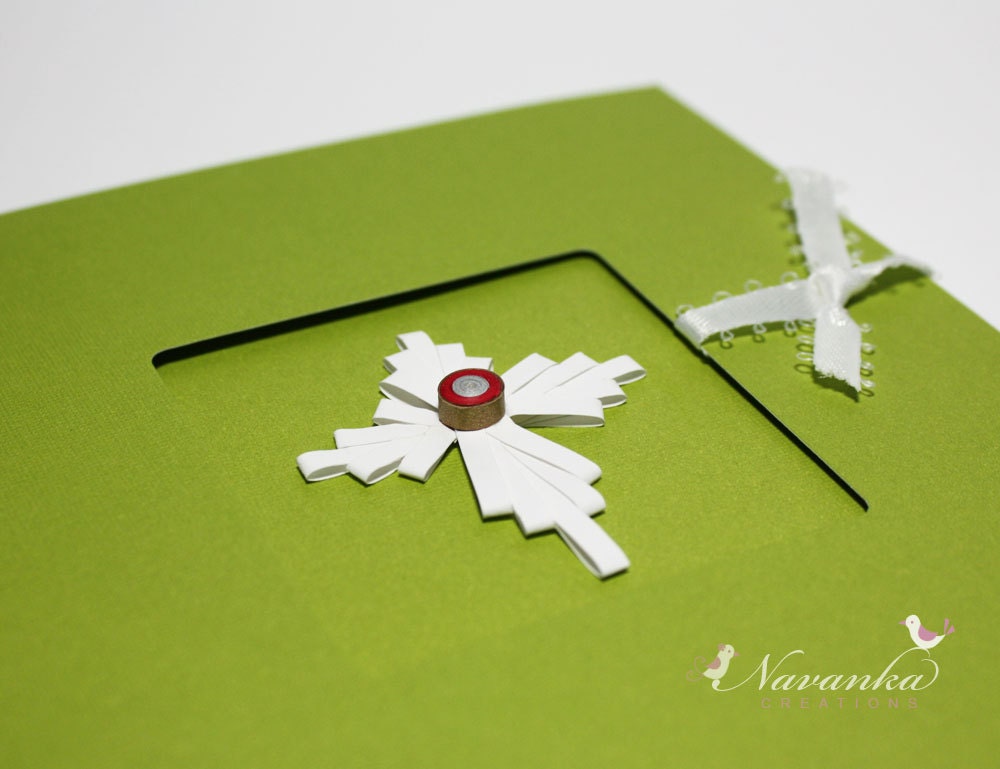 Handmade Greeting Card with Paper Quilling Cross for Baptism, Christmas or Seasons Greetings