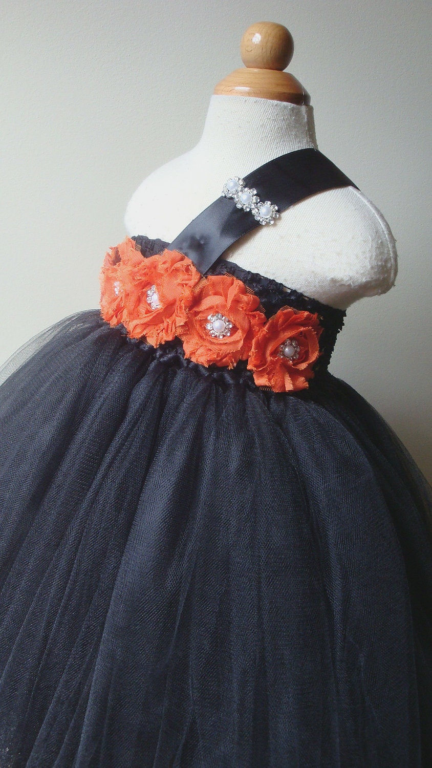 Flower girl dress black, burnt orange tutu dress, roses, baby tutu dress, toddler tutu dress,newborn-24, 2t,3t,4t,5t, birthday