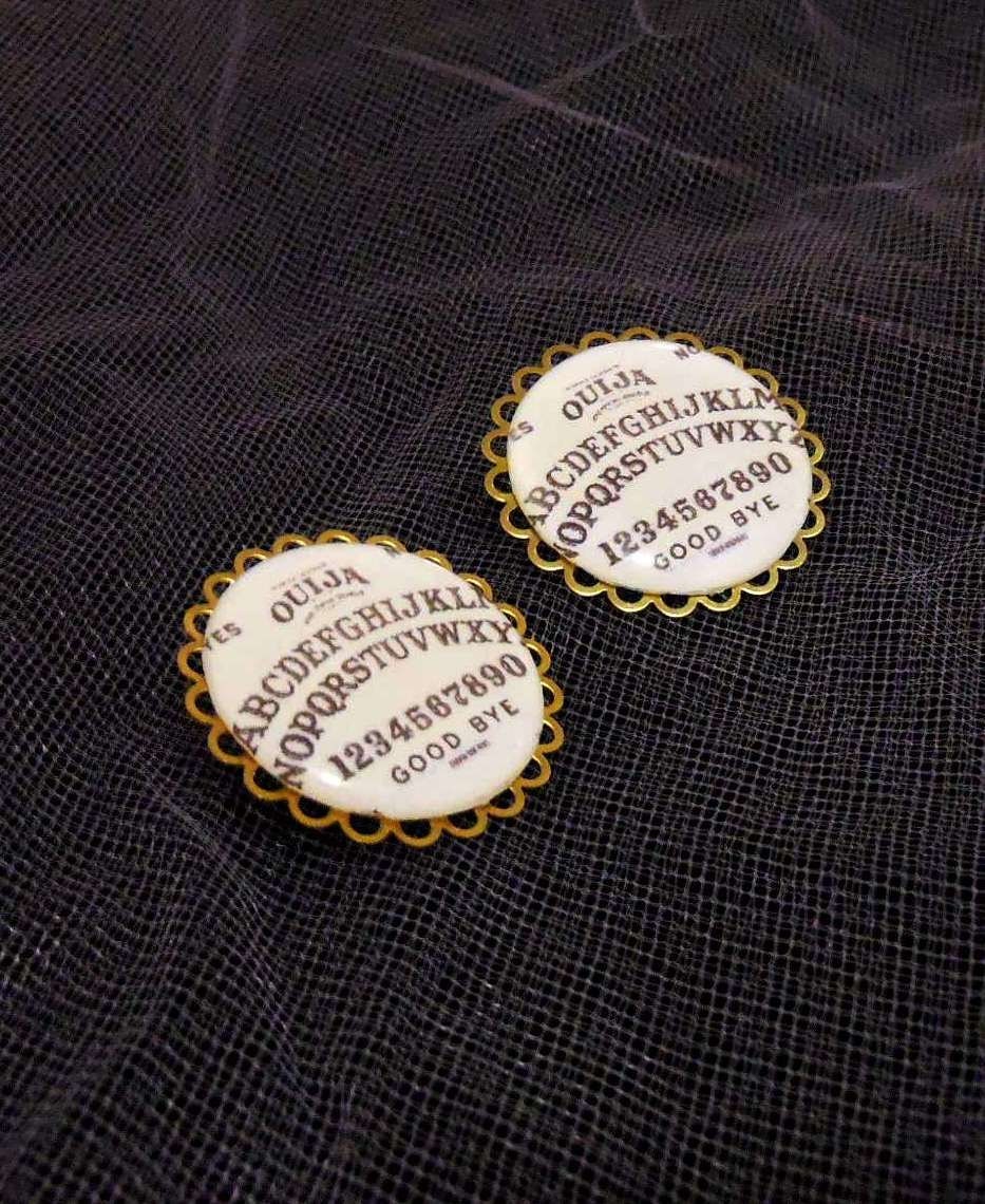 Round Ouija Board Cameo Earrings