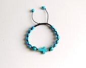 Turquoise Blue Cross Macrame Bracelet Stacking Bracelet Charm Bracelet Adjustable length Friendship Bracelet Braided