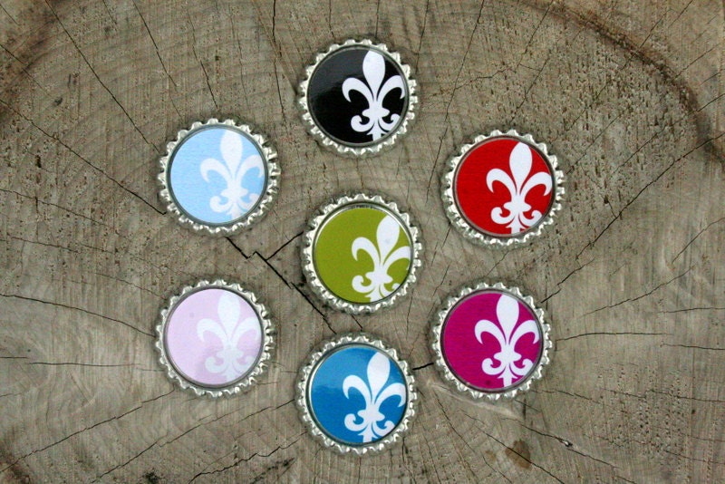 Bottlecap magnets-Mod Fleur-de-lis-NOLA Saints