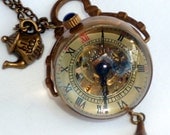 Reserved for Justine ----Steampunk pocket watch necklace Victorian locket pendant EDISON mechanical APPARATUS