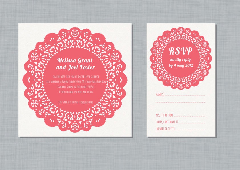 Printable Wedding Invitation Set - Doily