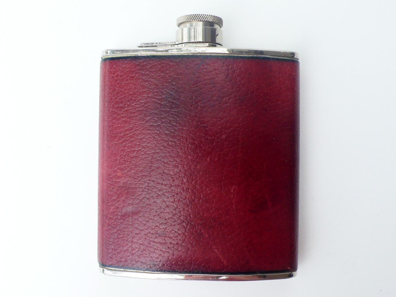 vintage leather whiskey hip flask