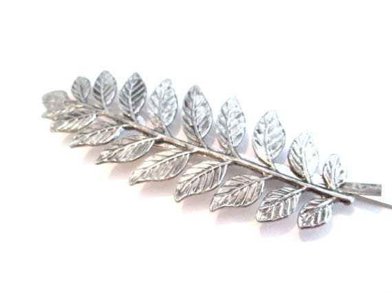 Silver Leaf Hair Accessories Leaves Bridal Bobby Pins Clips Bridemaids Wedding Hairpiece Statement